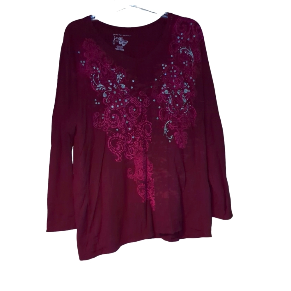 Just My Style Long Sleeve Maroon Shirt Size 4X